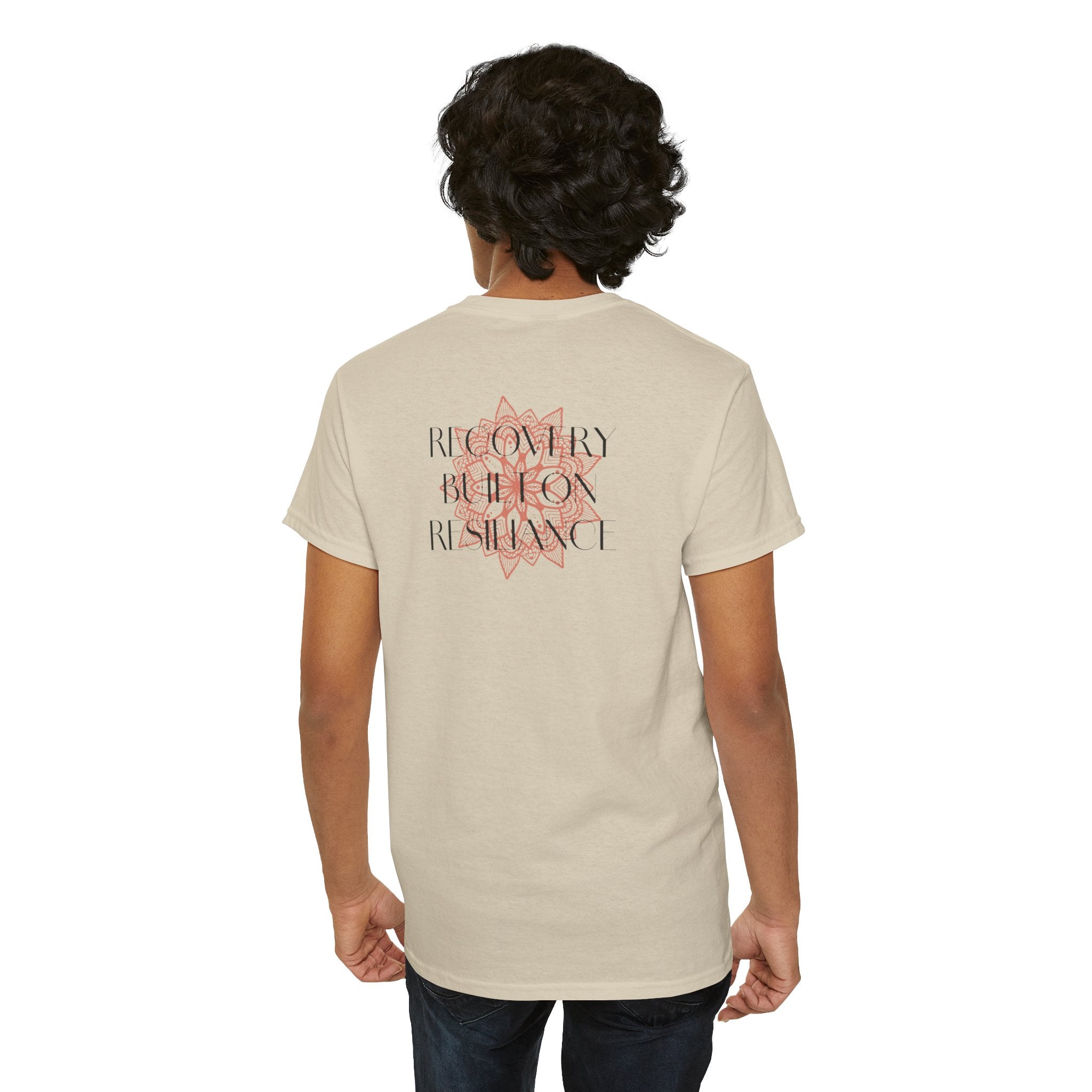 Recovery Built on Resilience Tee — Minimal Lotus Graphic Motivational T‑Shirt