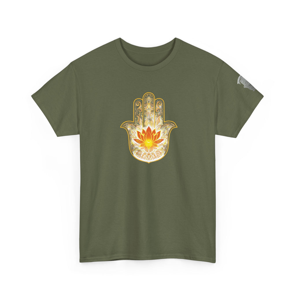 Hamsa Lotus T-Shirt — Spiritual Protection T-Shirt with Lotus and Hamsa Design