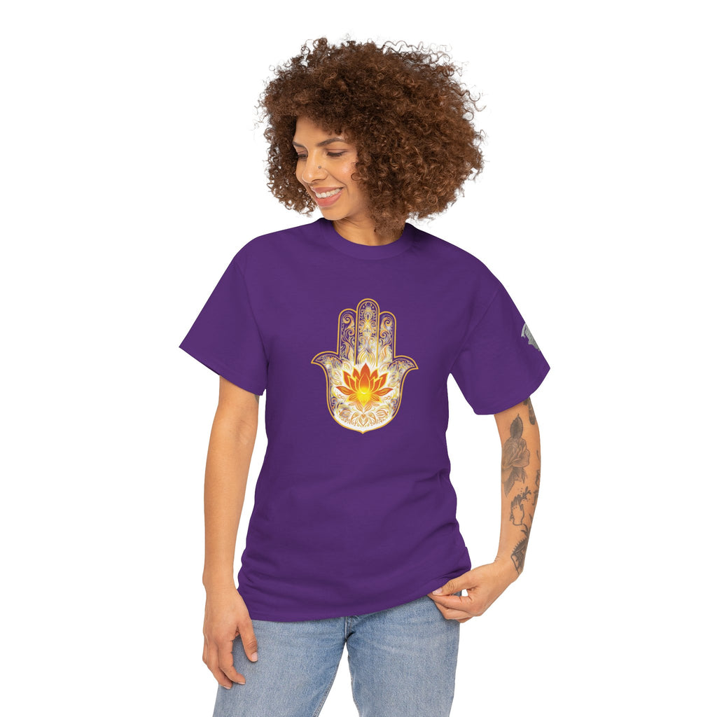 Hamsa Lotus T-Shirt — Spiritual Protection T-Shirt with Lotus and Hamsa Design
