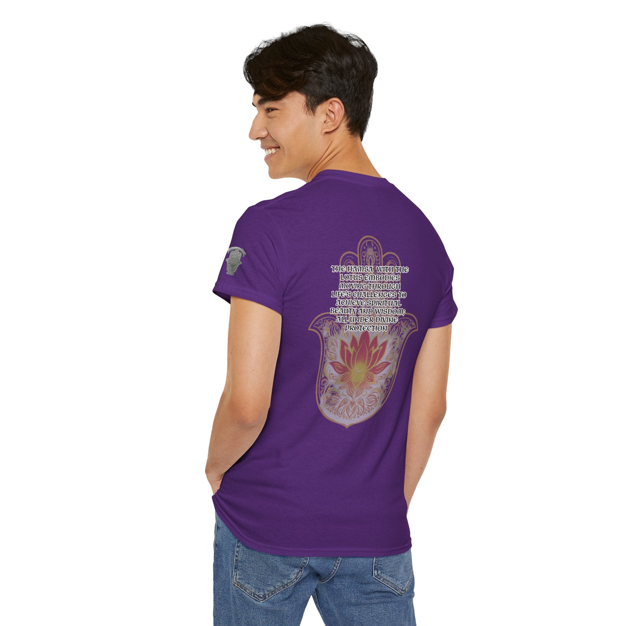 Hamsa Lotus T-Shirt — Spiritual Protection T-Shirt with Lotus and Hamsa Design