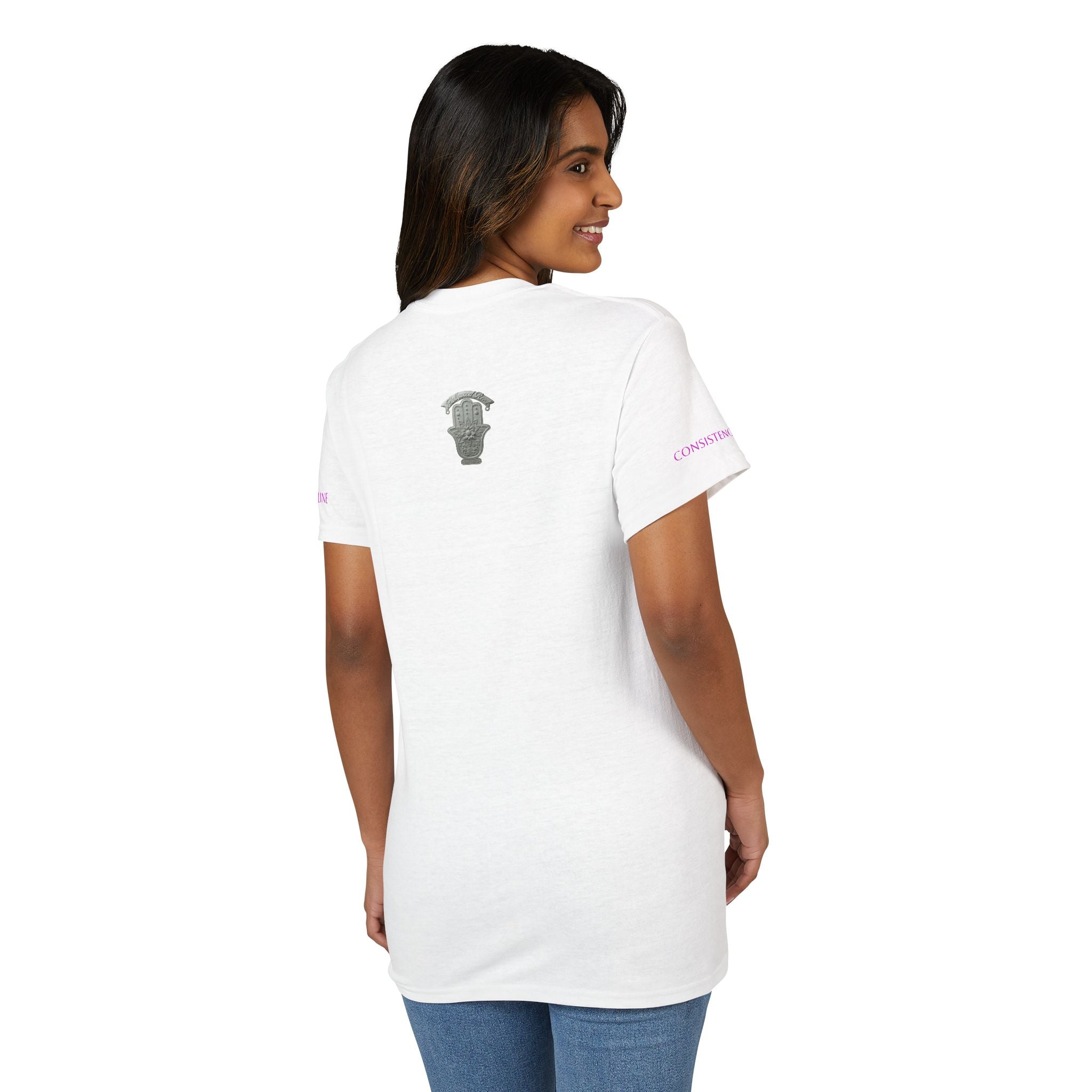 LOCK THE FUCK IN Graphic T‑Shirt — Bold Pink Logo Circle Design