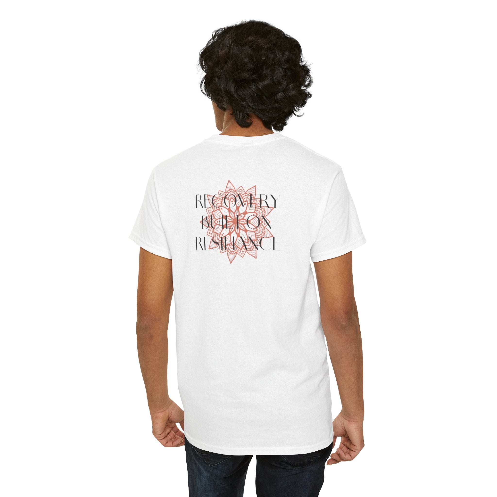 Recovery Built on Resilience Tee — Minimal Lotus Graphic Motivational T‑Shirt