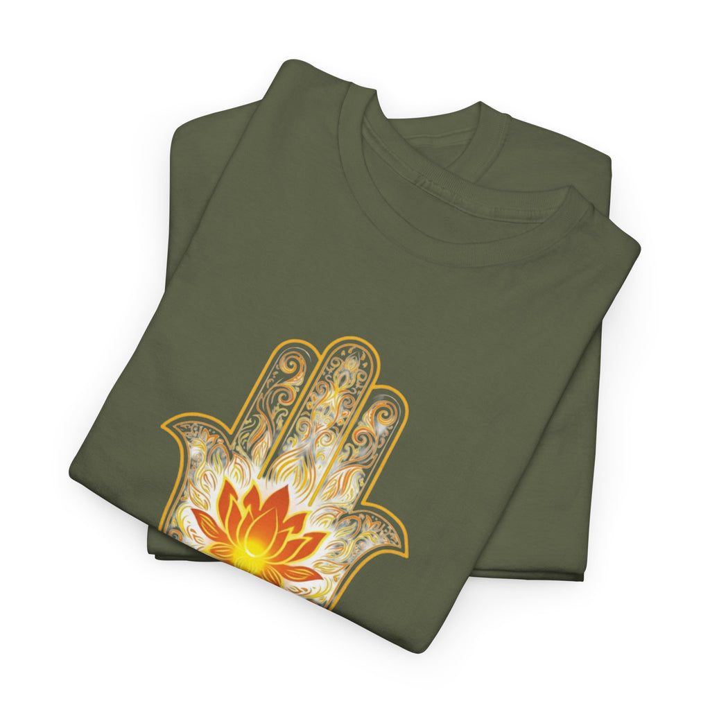 Hamsa Lotus T-Shirt — Spiritual Protection T-Shirt with Lotus and Hamsa Design