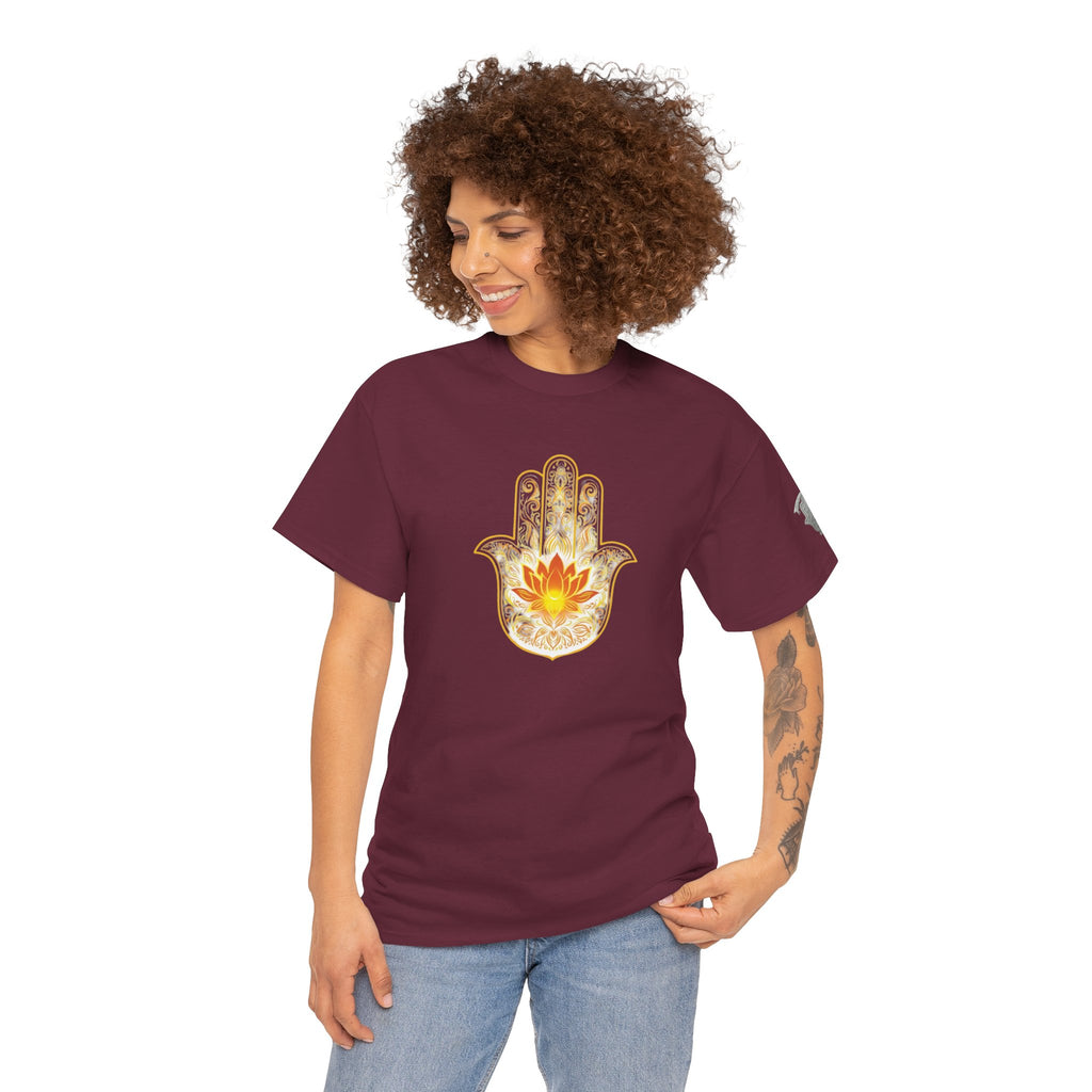 Hamsa Lotus T-Shirt — Spiritual Protection T-Shirt with Lotus and Hamsa Design
