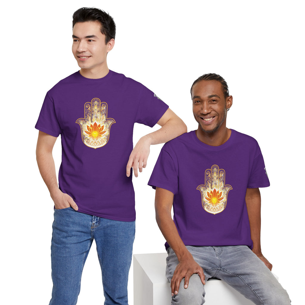 Hamsa Lotus T-Shirt — Spiritual Protection T-Shirt with Lotus and Hamsa Design