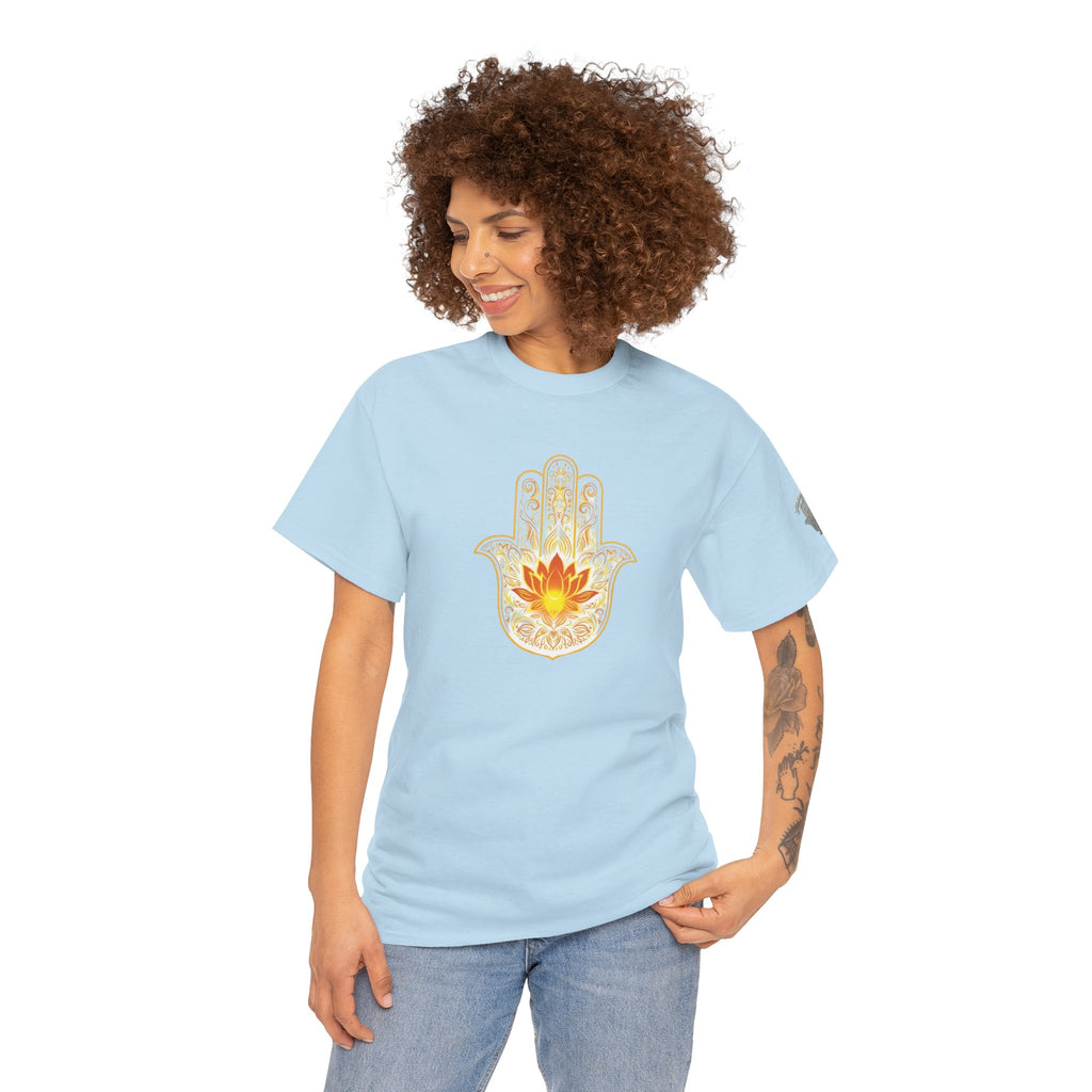 Hamsa Lotus T-Shirt — Spiritual Protection T-Shirt with Lotus and Hamsa Design