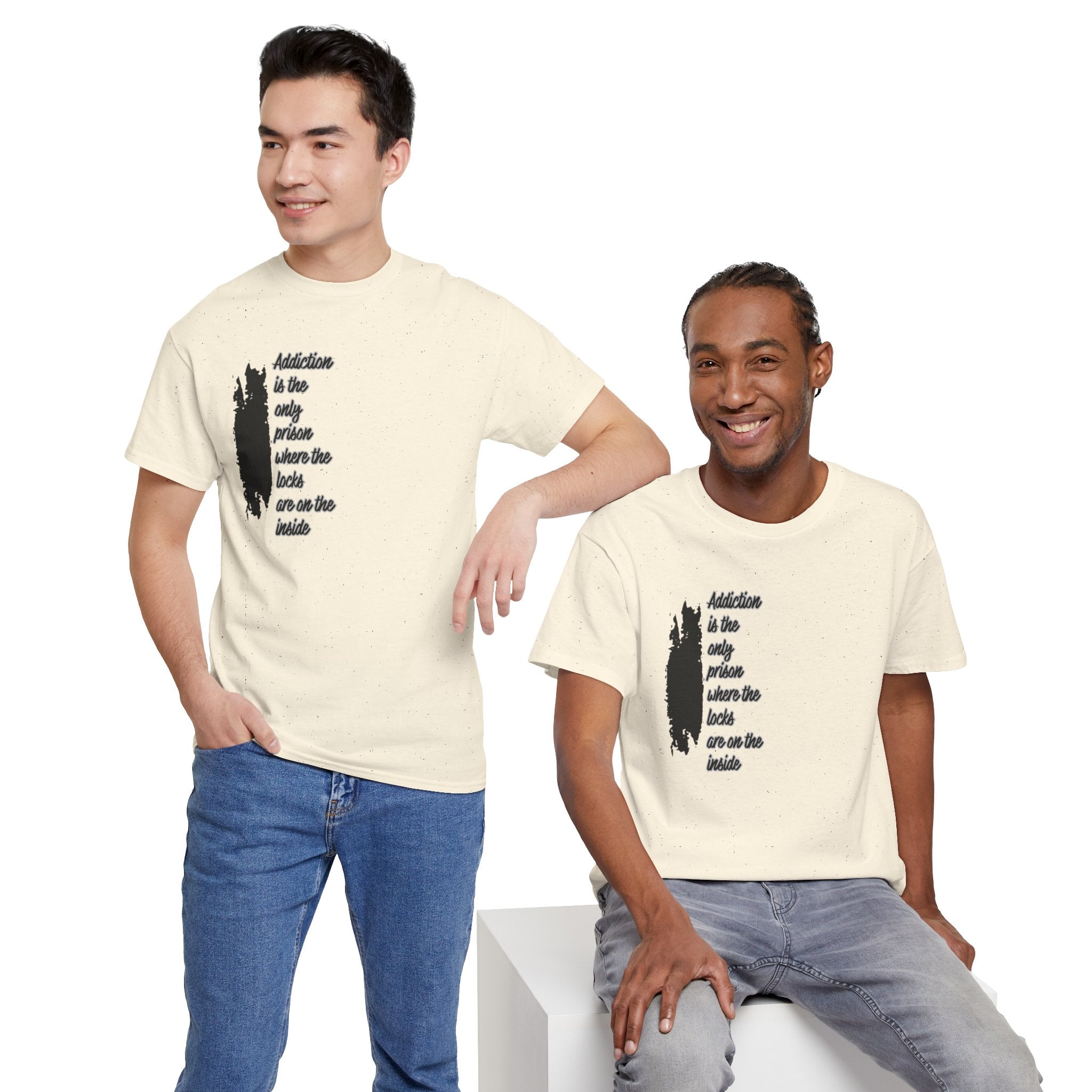 Addiction Is The Only Prison T-Shirt — Inspirational Recovery Tee