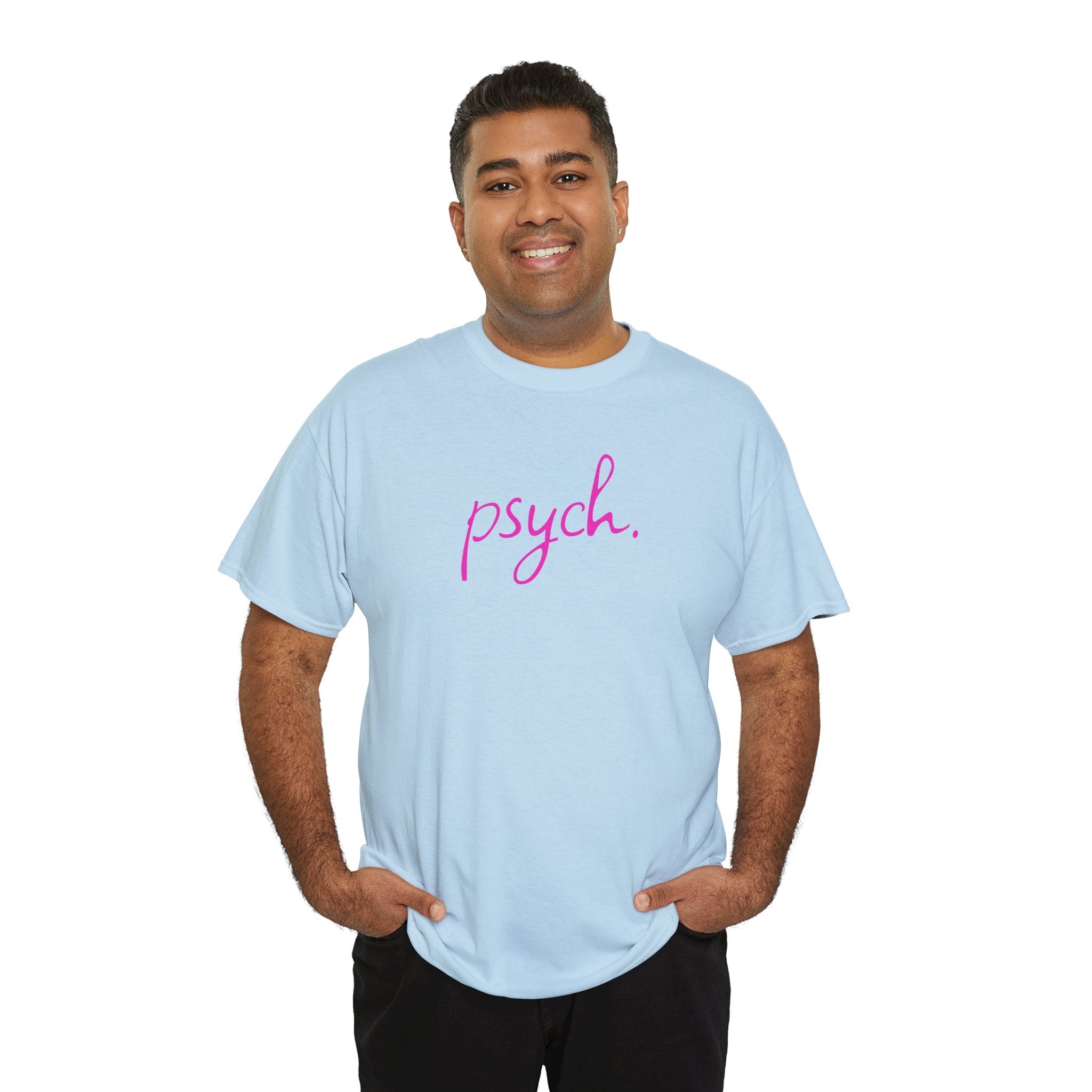 Psych Script T‑Shirt — Minimal Pink "psych." Tee for Psych Students & Mental Health Advocates
