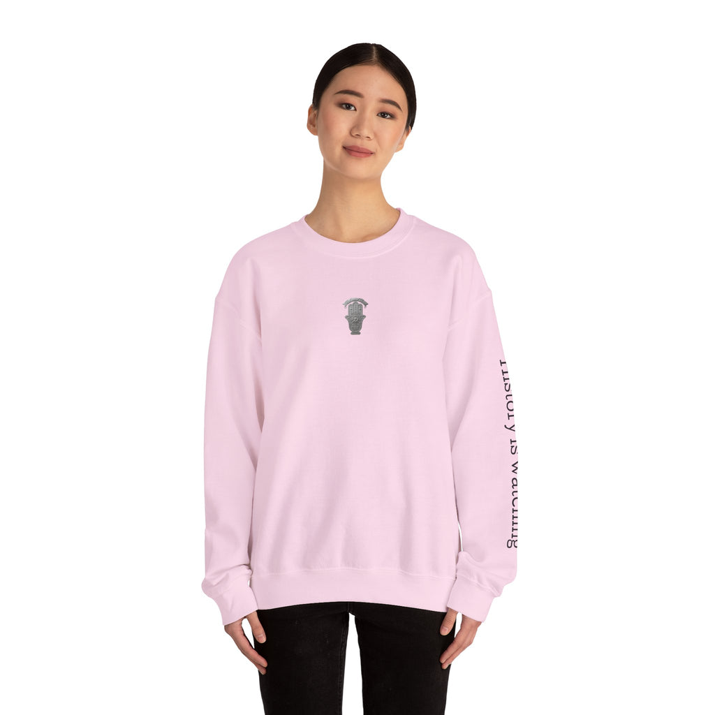 "MAKE YOUR MARK" Colorful Back Print, Sleeve Script Crewneck Sweatshirt