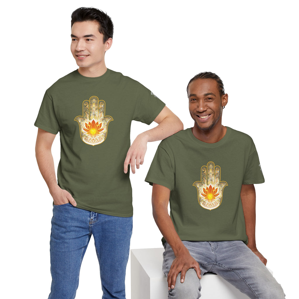 Hamsa Lotus T-Shirt — Spiritual Protection T-Shirt with Lotus and Hamsa Design