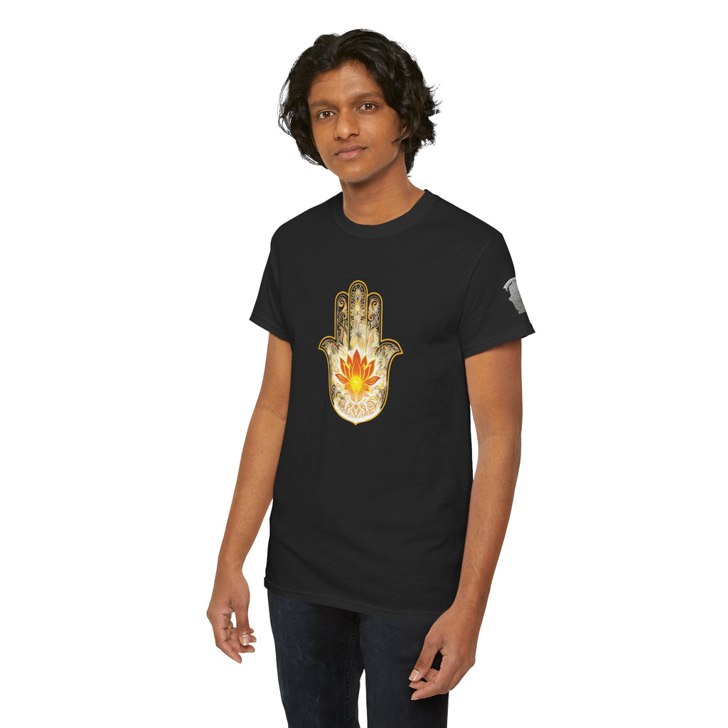 Hamsa Lotus T-Shirt — Spiritual Protection T-Shirt with Lotus and Hamsa Design