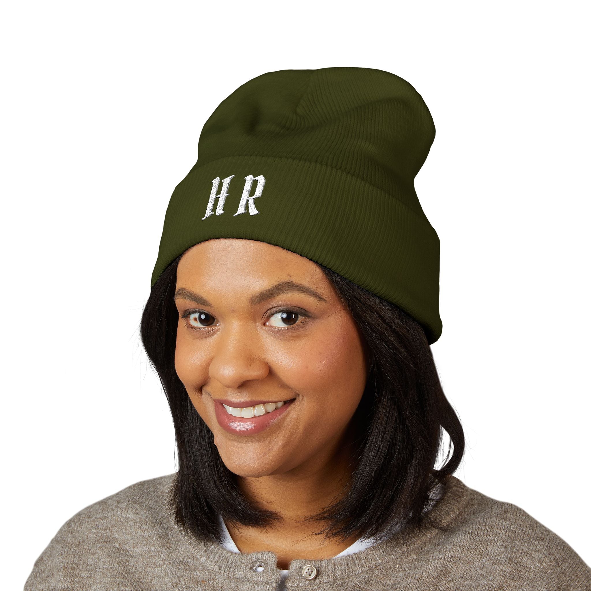 Hollywood Reed "HR" Beenie Embroidered Monogram HR Winter Hat