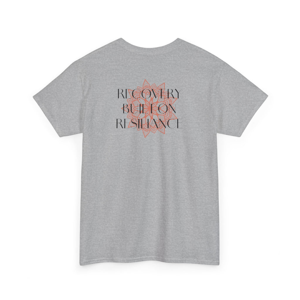 Recovery Built on Resilience Tee — Minimal Lotus Graphic Motivational T‑Shirt