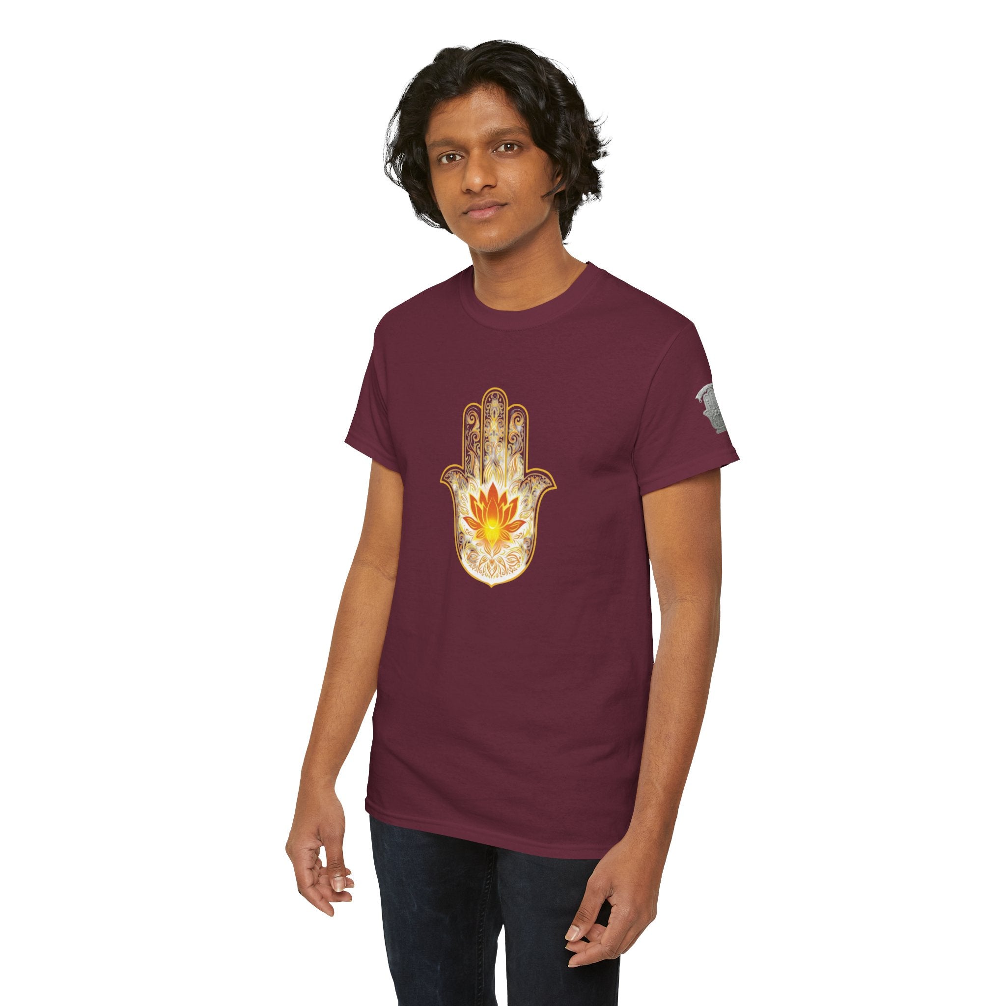Hamsa Lotus T-Shirt — Spiritual Protection T-Shirt with Lotus and Hamsa Design
