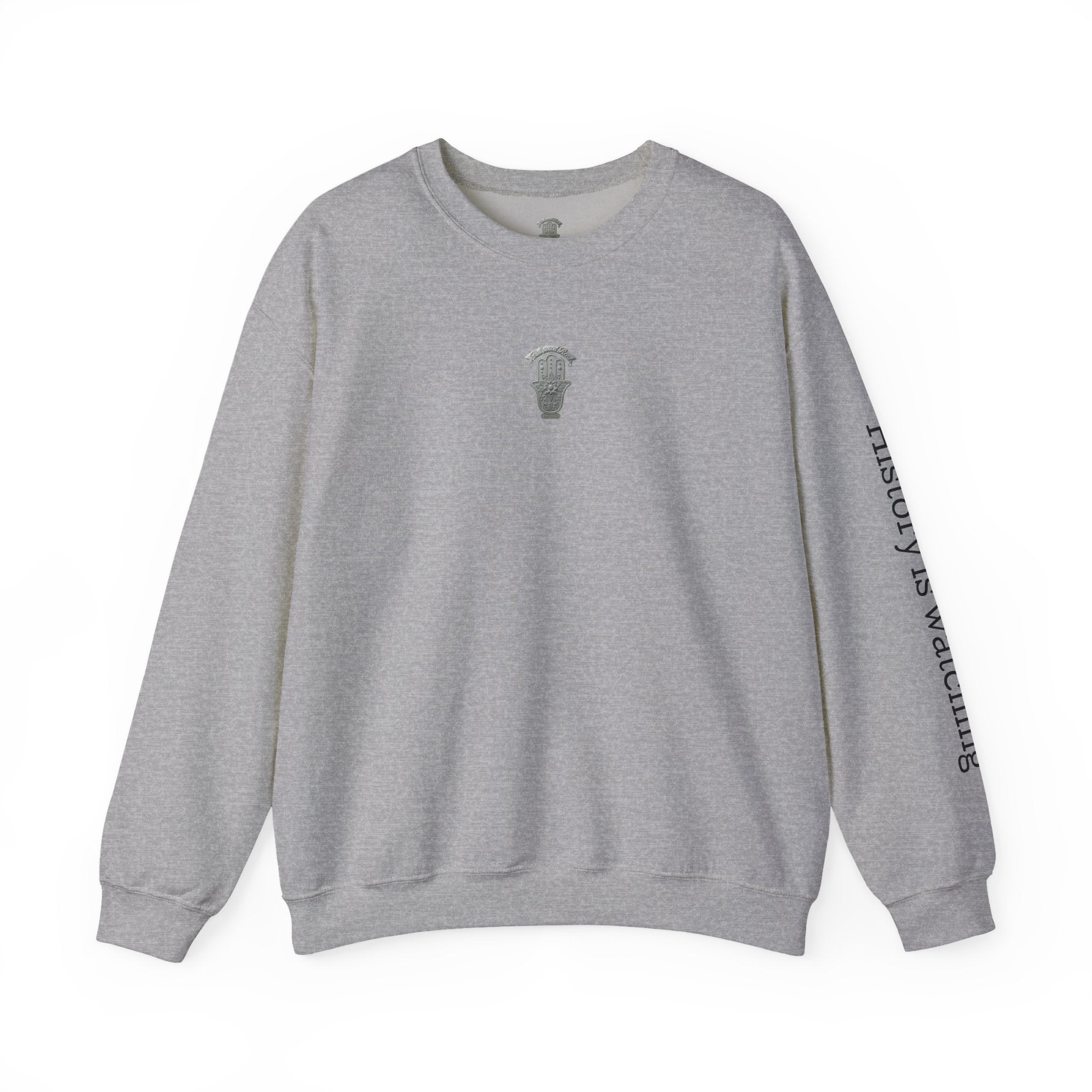 "MAKE YOUR MARK" Colorful Back Print, Sleeve Script Crewneck Sweatshirt