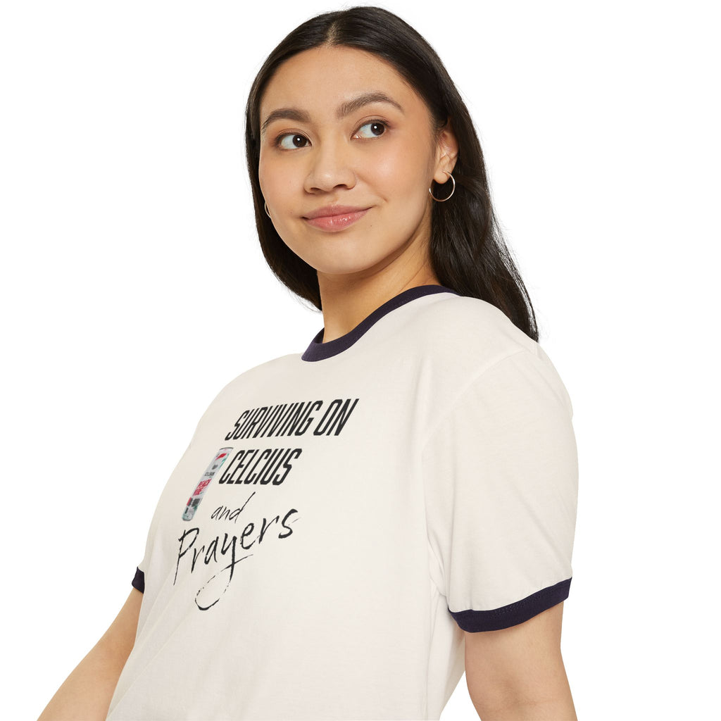 Surviving on Celsius and Prayers Ringer T-Shirt