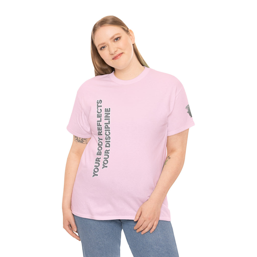 Motivational Fitness Tee — “Your Body Reflects Your Discipline” Training Shirt