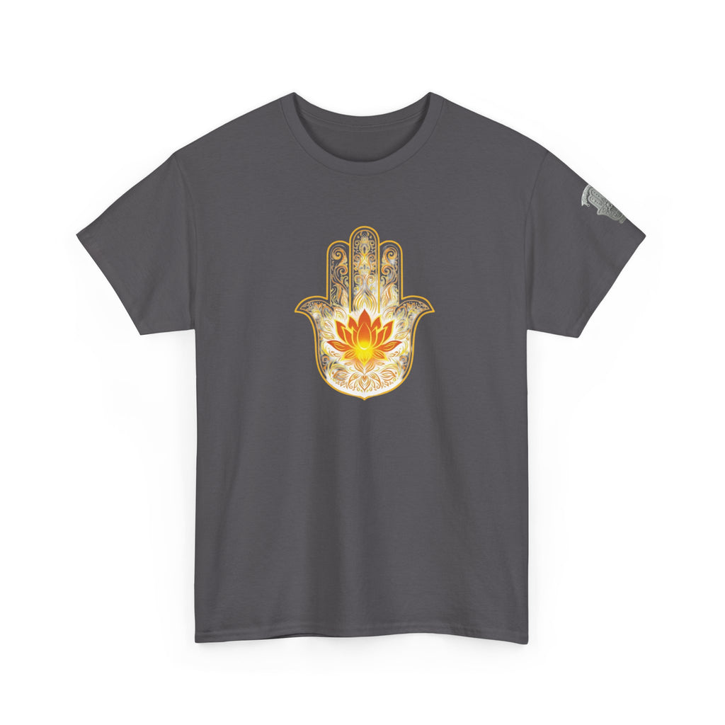 Hamsa Lotus T-Shirt — Spiritual Protection T-Shirt with Lotus and Hamsa Design