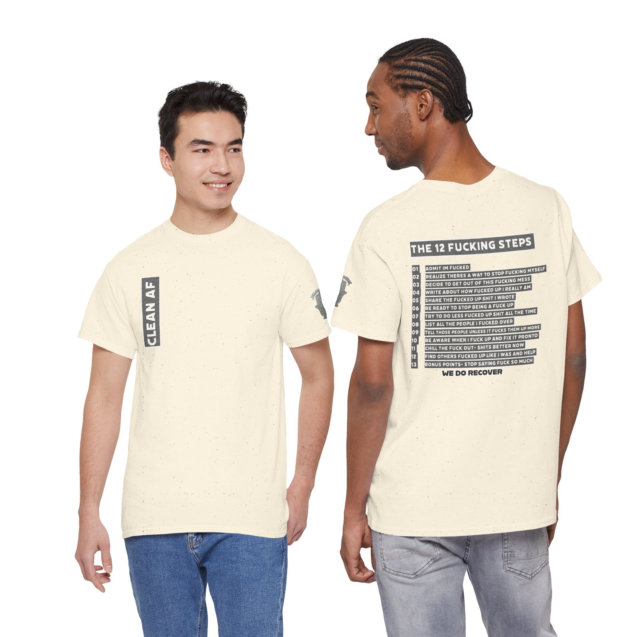 "Clean AF" 12 Steps Recovery Tee (The 12 Fucking Steps)