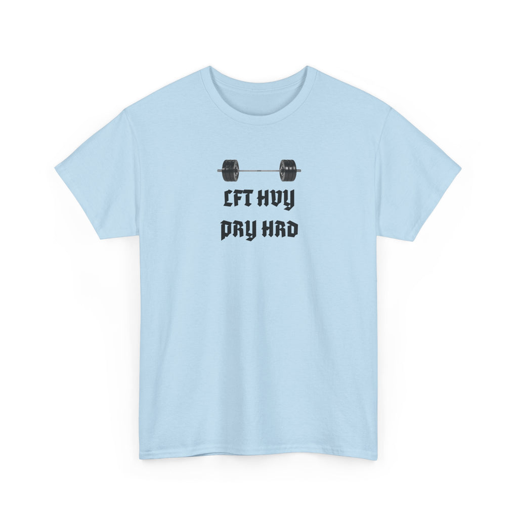 Gym Tee — "Lift Heavy, Pray Hard" Barbell Workout T-Shirt