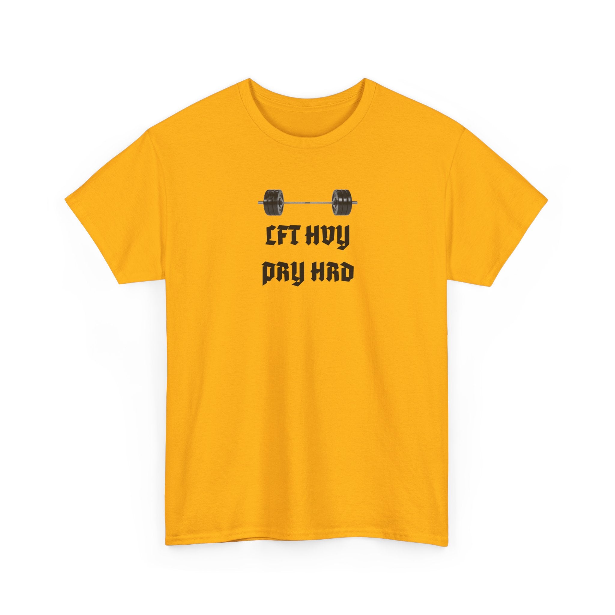 Gym Tee — "Lift Heavy, Pray Hard" Barbell Workout T-Shirt