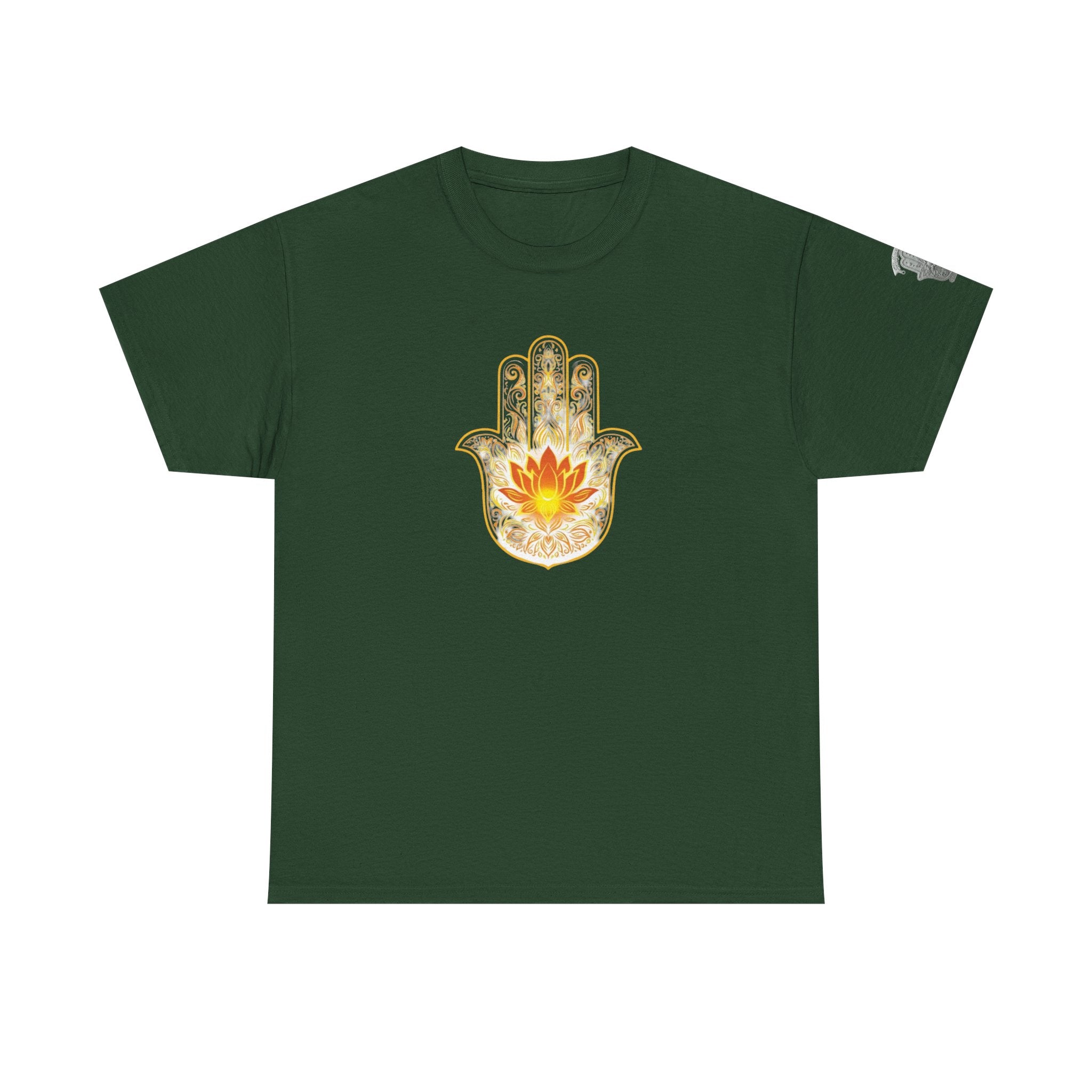 Hamsa Lotus T-Shirt — Spiritual Protection T-Shirt with Lotus and Hamsa Design