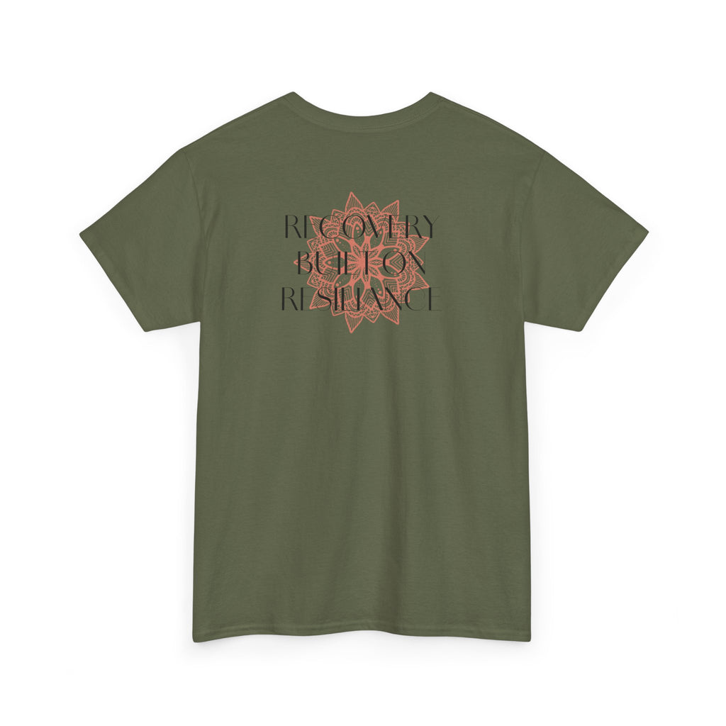 Recovery Built on Resilience Tee — Minimal Lotus Graphic Motivational T‑Shirt