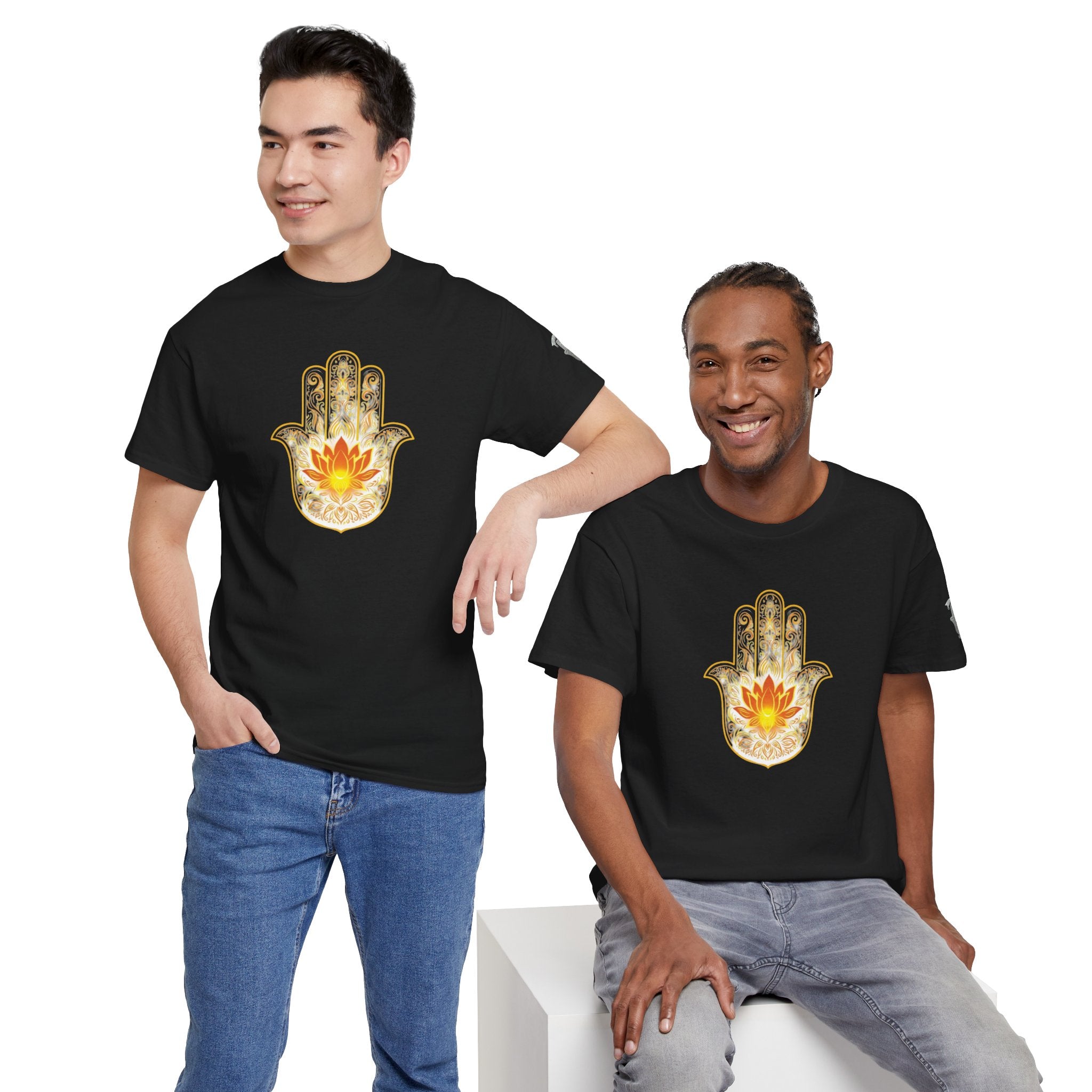 Hamsa Lotus T-Shirt — Spiritual Protection T-Shirt with Lotus and Hamsa Design