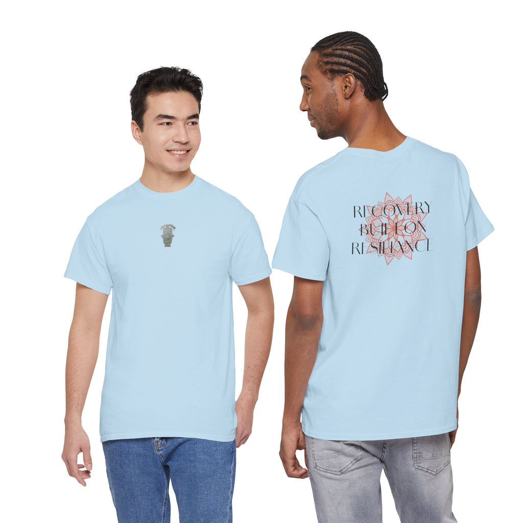 Recovery Built on Resilience Tee — Minimal Lotus Graphic Motivational T‑Shirt