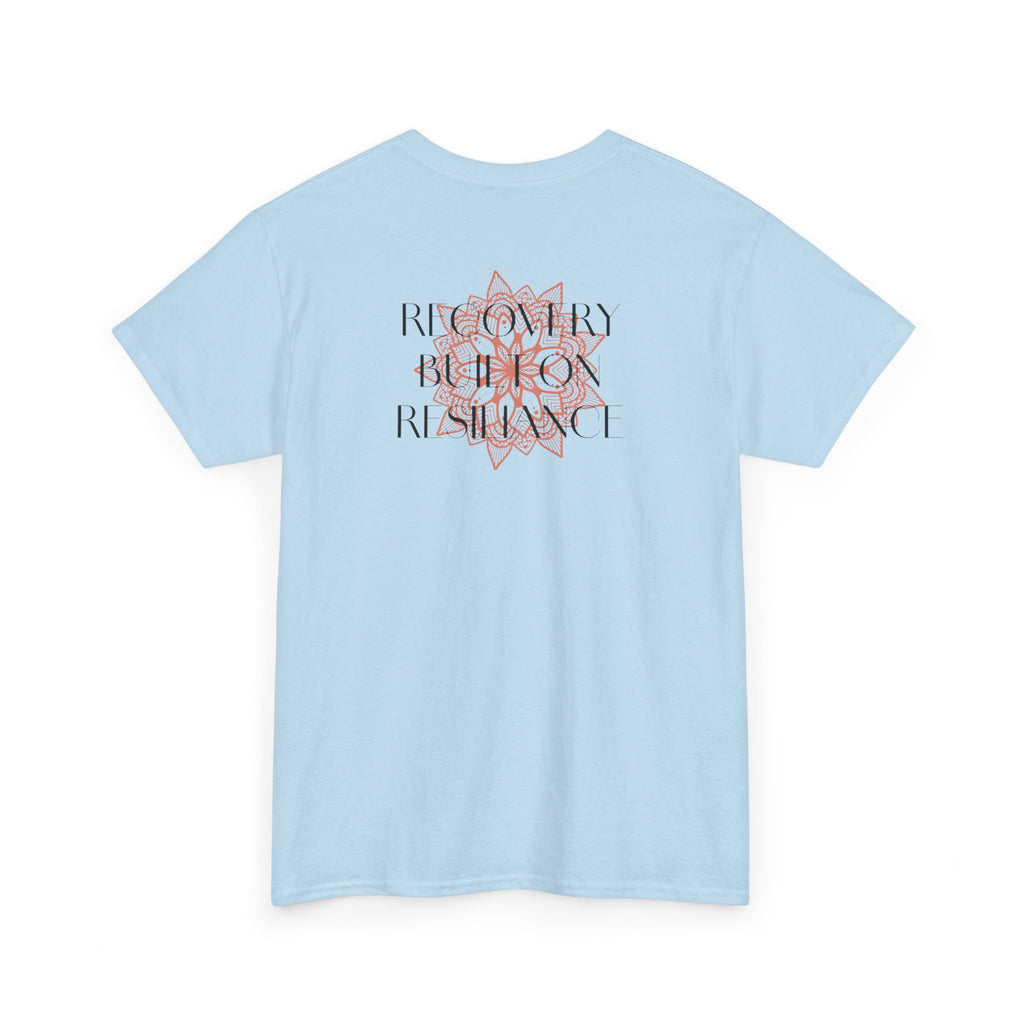 Recovery Built on Resilience Tee — Minimal Lotus Graphic Motivational T‑Shirt