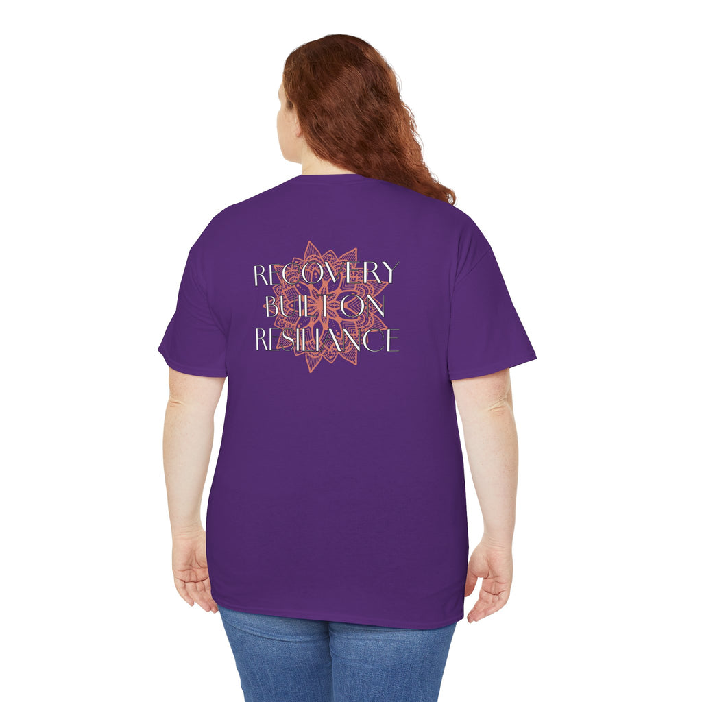 Recovery Built on Resilience Tee — Minimal Lotus Graphic Motivational T‑Shirt