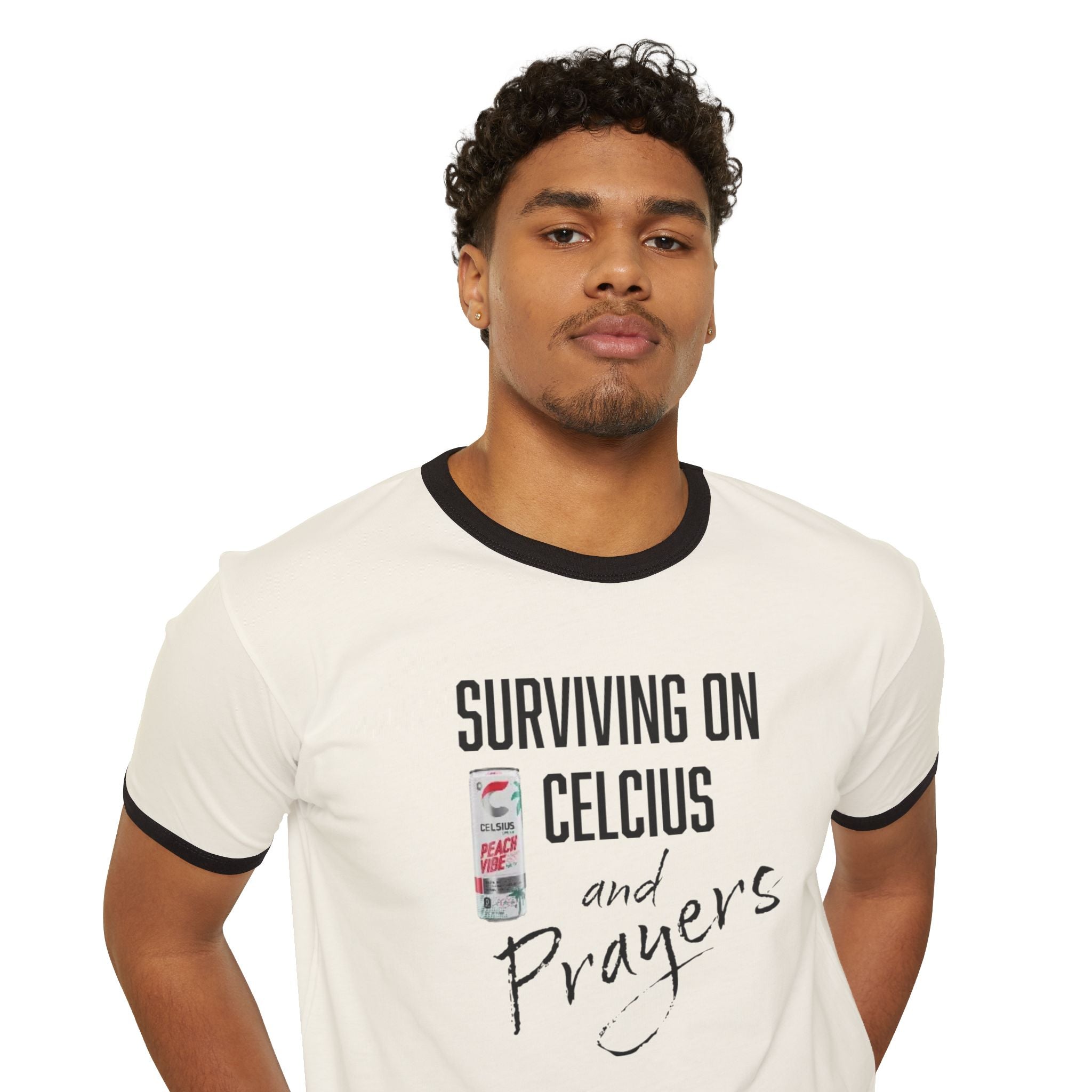 Surviving on Celsius and Prayers Ringer T-Shirt