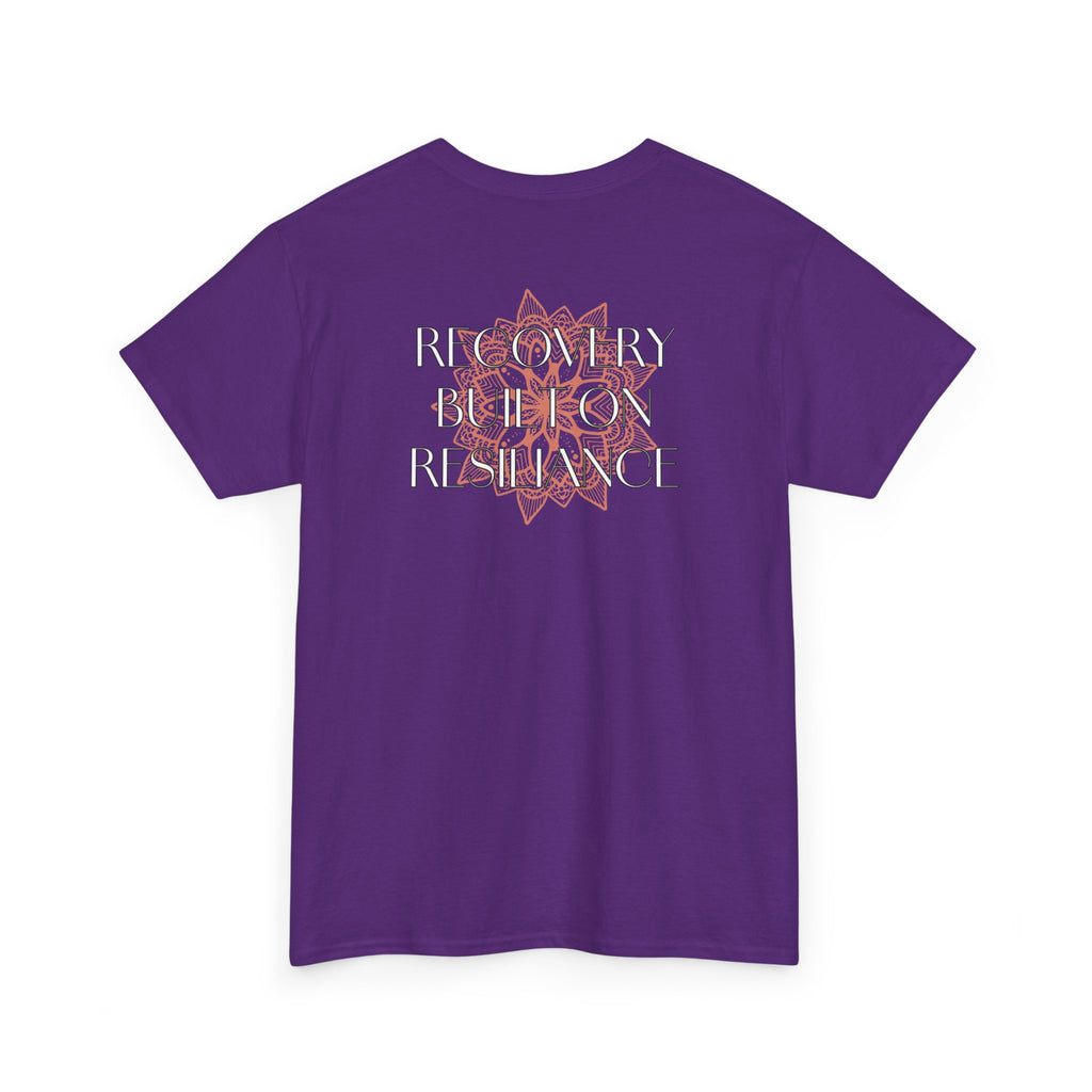 Recovery Built on Resilience Tee — Minimal Lotus Graphic Motivational T‑Shirt