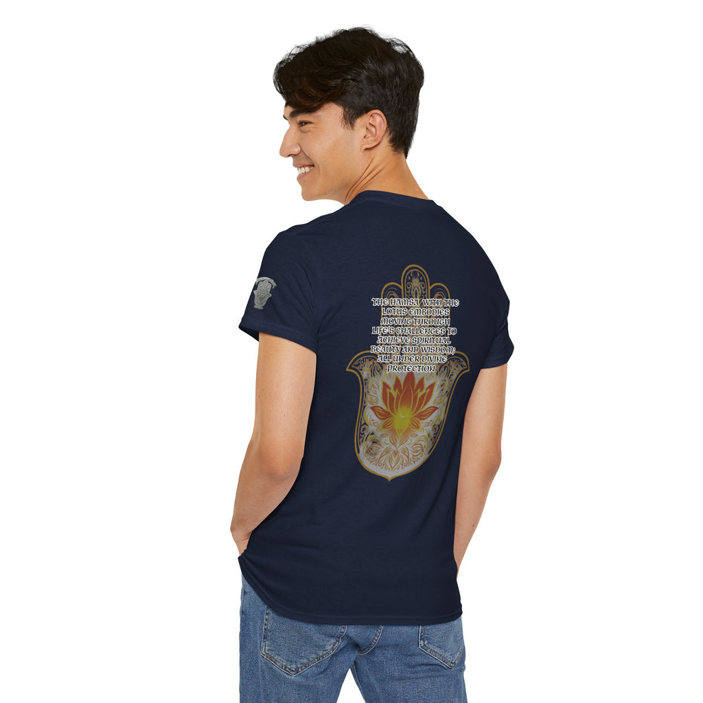 Hamsa Lotus T-Shirt — Spiritual Protection T-Shirt with Lotus and Hamsa Design