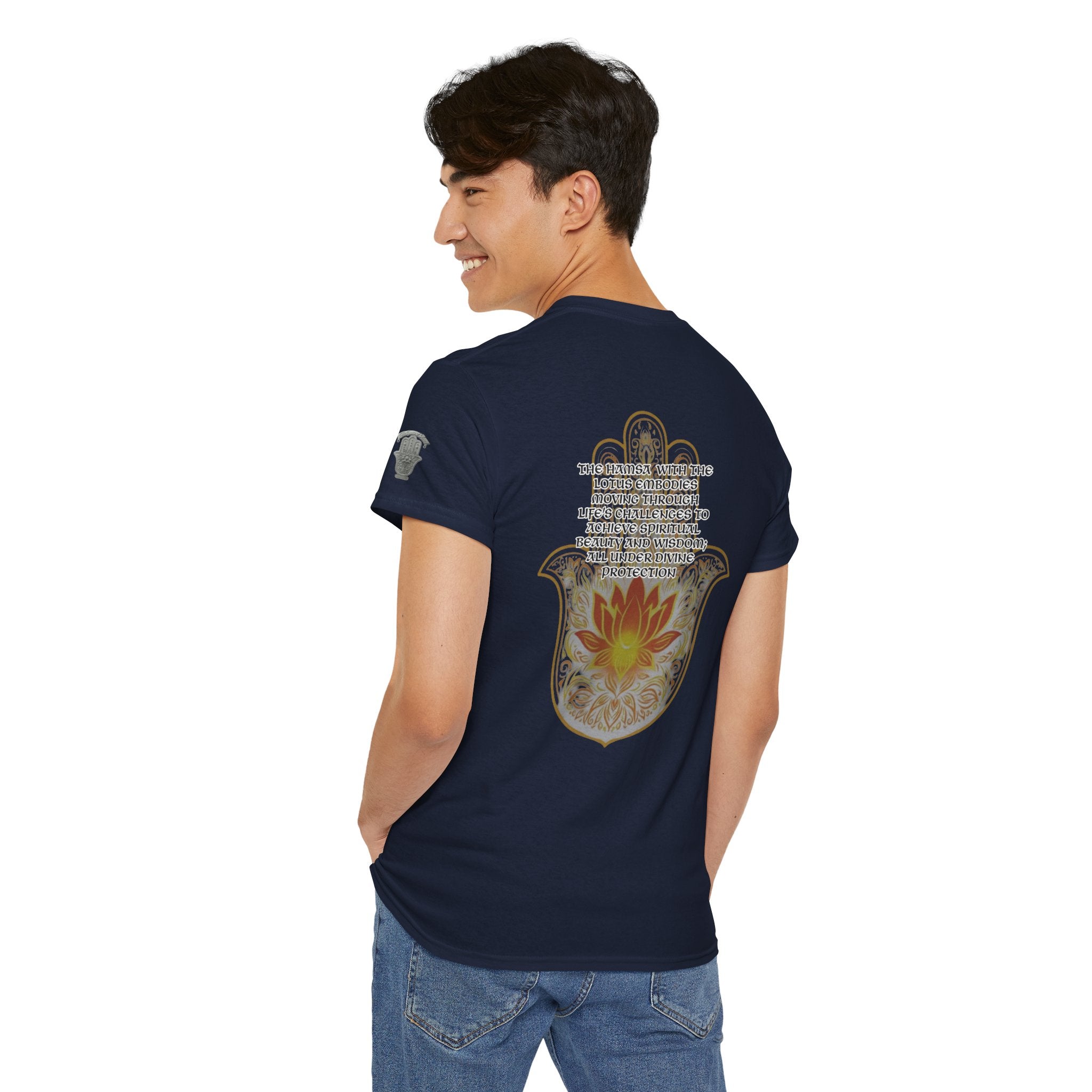 Hamsa Lotus T-Shirt — Spiritual Protection T-Shirt with Lotus and Hamsa Design