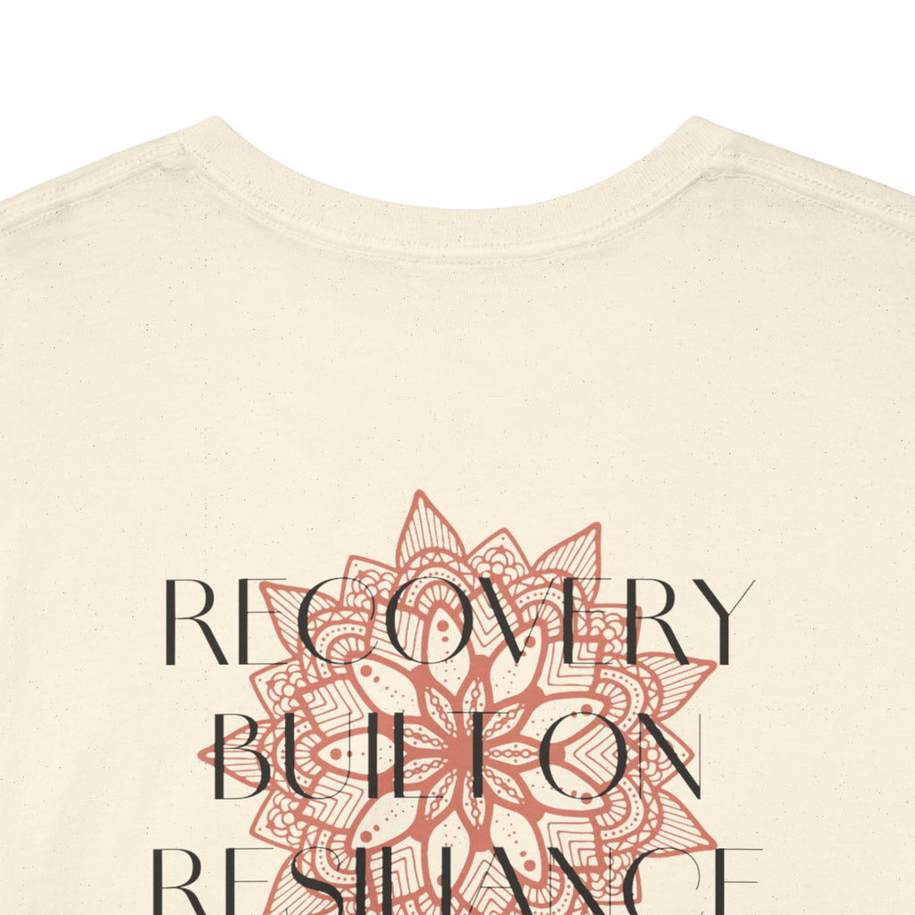 Recovery Built on Resilience Tee — Minimal Lotus Graphic Motivational T‑Shirt