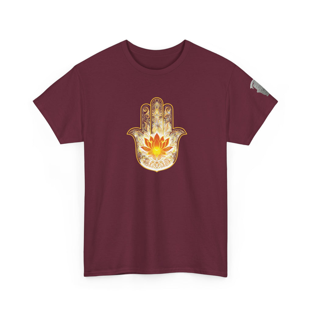 Hamsa Lotus T-Shirt — Spiritual Protection T-Shirt with Lotus and Hamsa Design