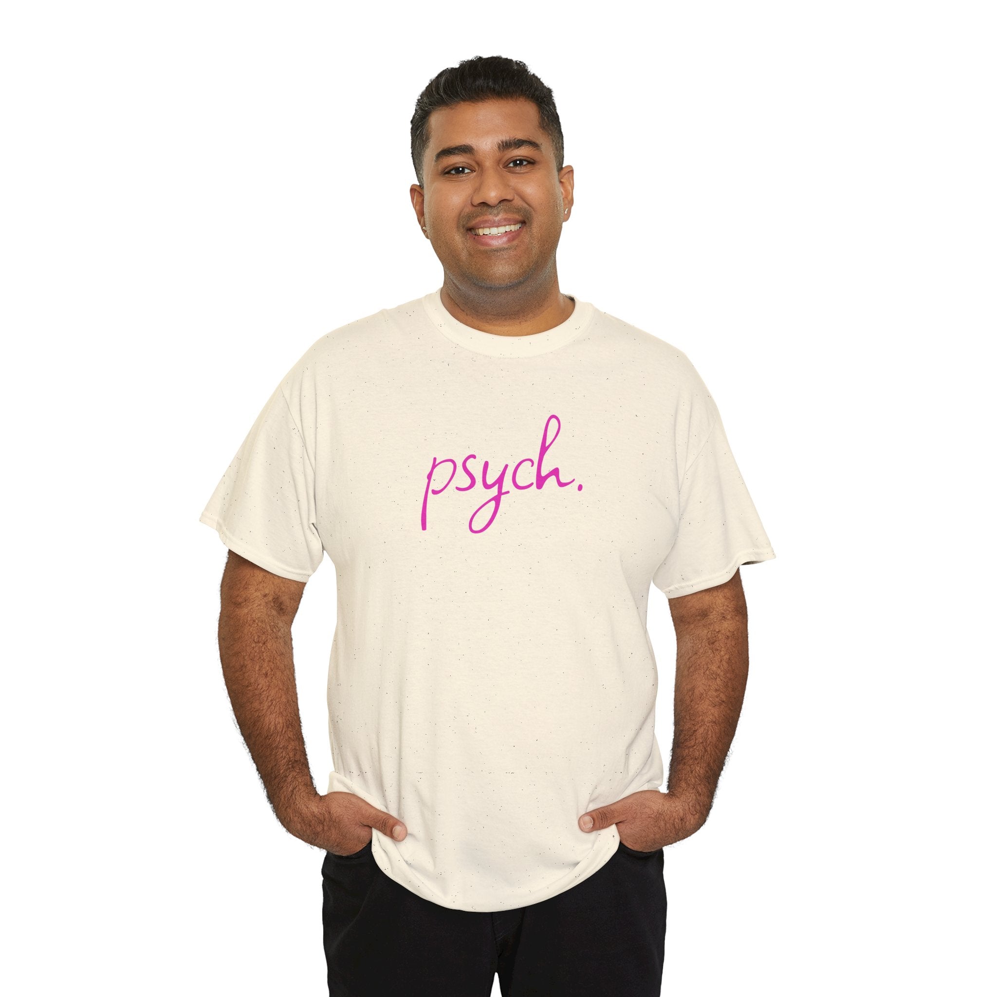 Psych Script T‑Shirt — Minimal Pink "psych." Tee for Psych Students & Mental Health Advocates