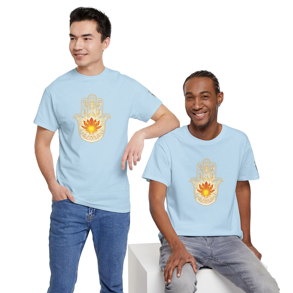 Hamsa Lotus T-Shirt — Spiritual Protection T-Shirt with Lotus and Hamsa Design