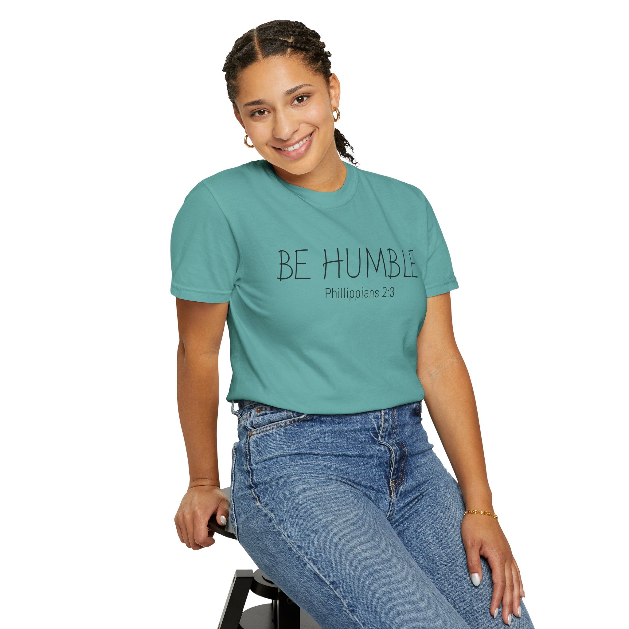 Be Humble T-Shirt — 'Be Humble Philippians 2:3' Christian Graphic Tee (Back Verse: "Everyone's jealous of what you've got…")