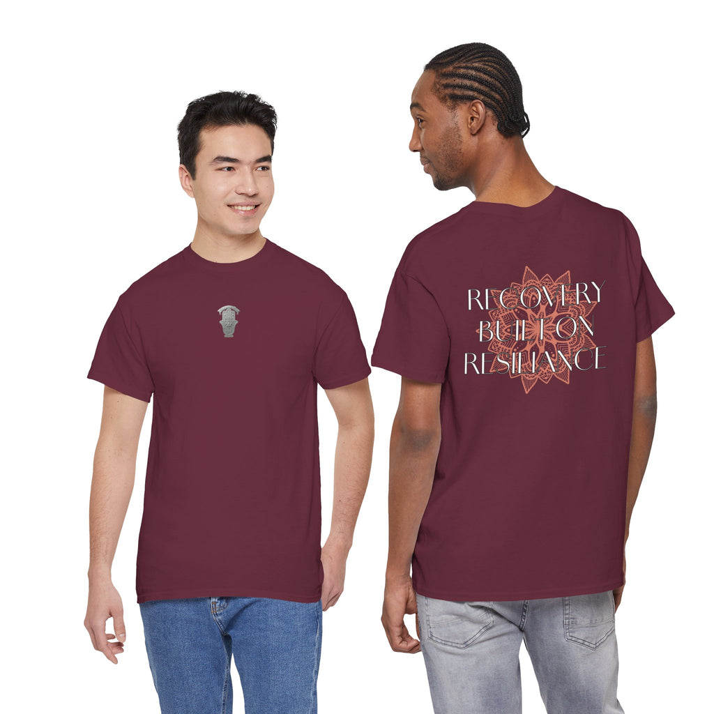 Recovery Built on Resilience Tee — Minimal Lotus Graphic Motivational T‑Shirt