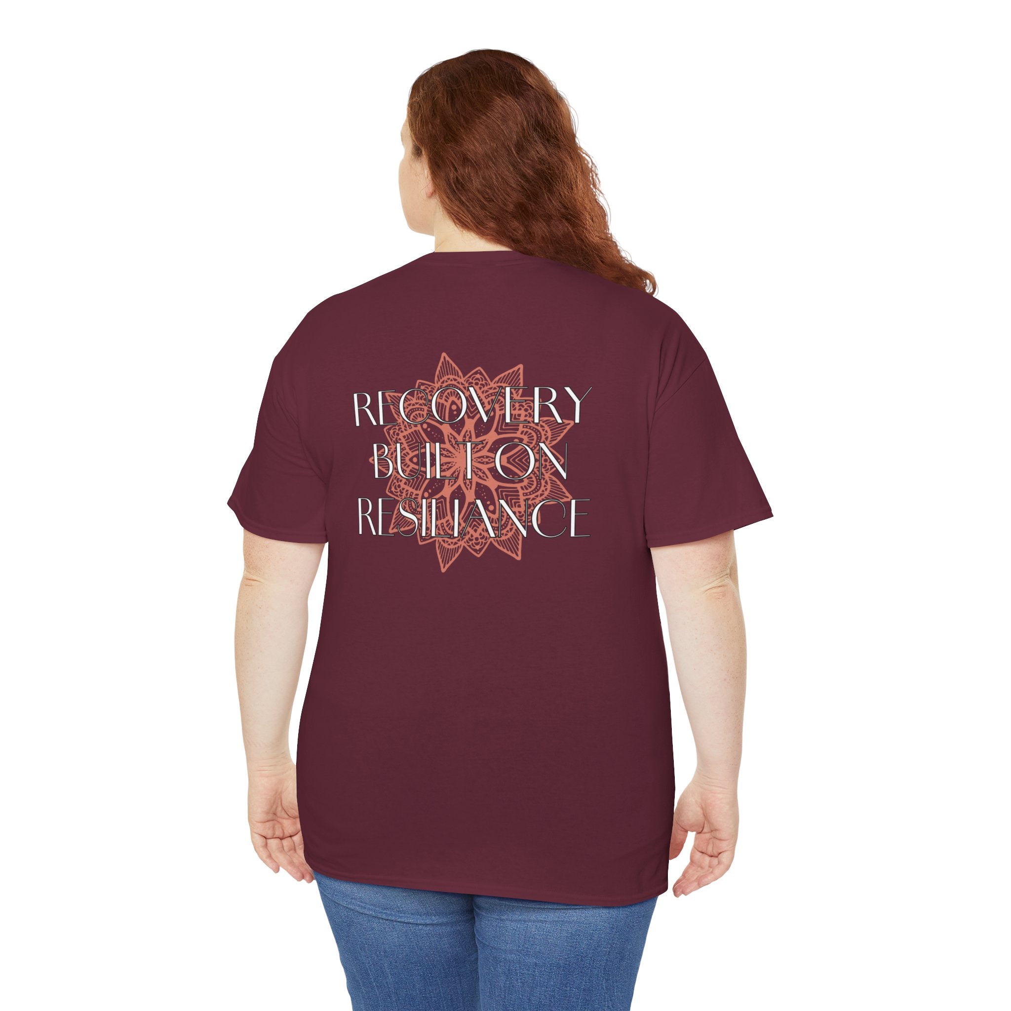 Recovery Built on Resilience Tee — Minimal Lotus Graphic Motivational T‑Shirt
