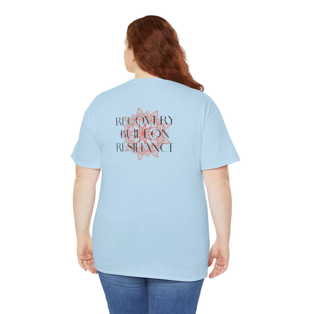Recovery Built on Resilience Tee — Minimal Lotus Graphic Motivational T‑Shirt