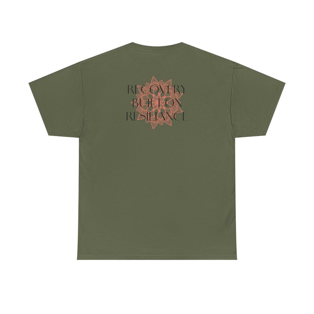 Recovery Built on Resilience Tee — Minimal Lotus Graphic Motivational T‑Shirt