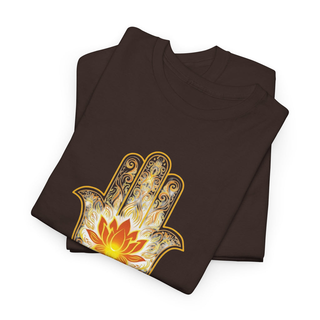 Hamsa Lotus T-Shirt — Spiritual Protection T-Shirt with Lotus and Hamsa Design