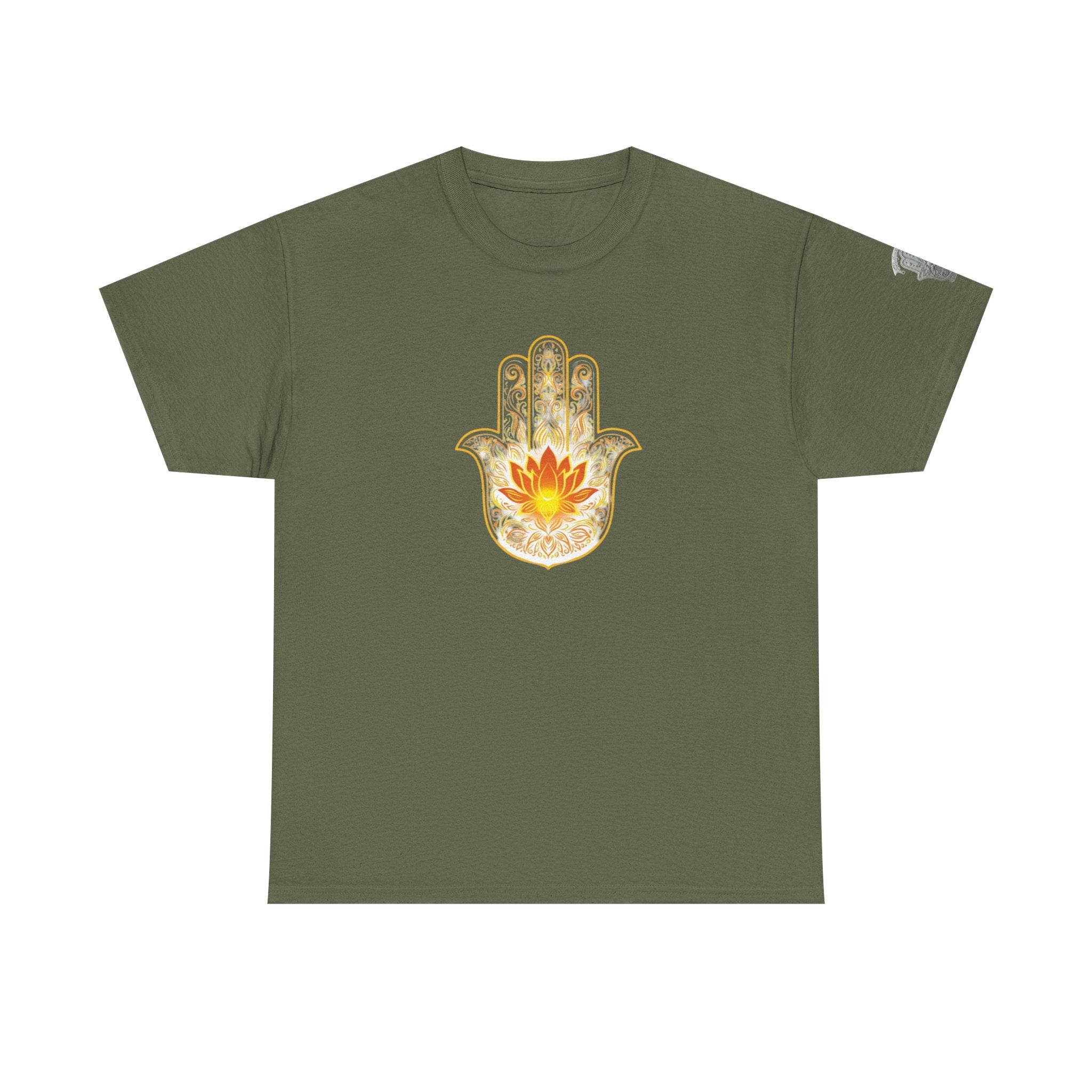 Hamsa Lotus T-Shirt — Spiritual Protection T-Shirt with Lotus and Hamsa Design