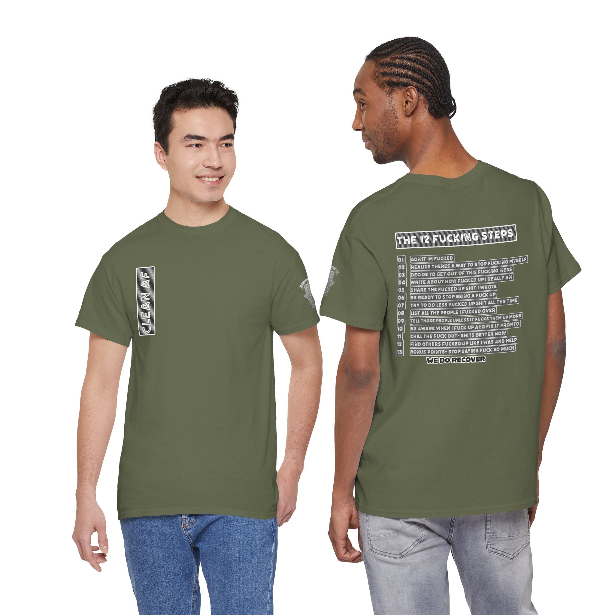 "Clean AF" 12 Steps Recovery Tee (The 12 Fucking Steps)