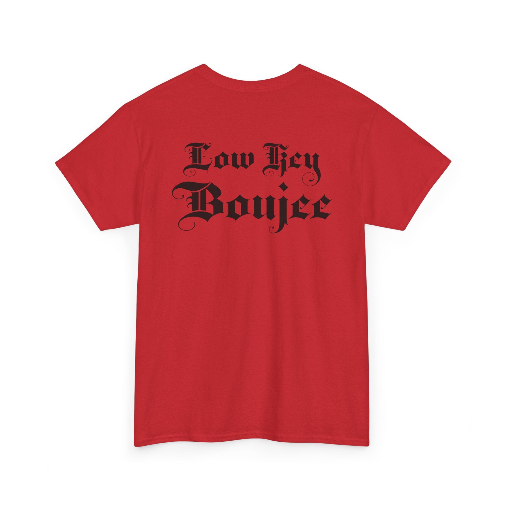 Low Key Boujee Graphic Tee — Pink Gothic Back Print