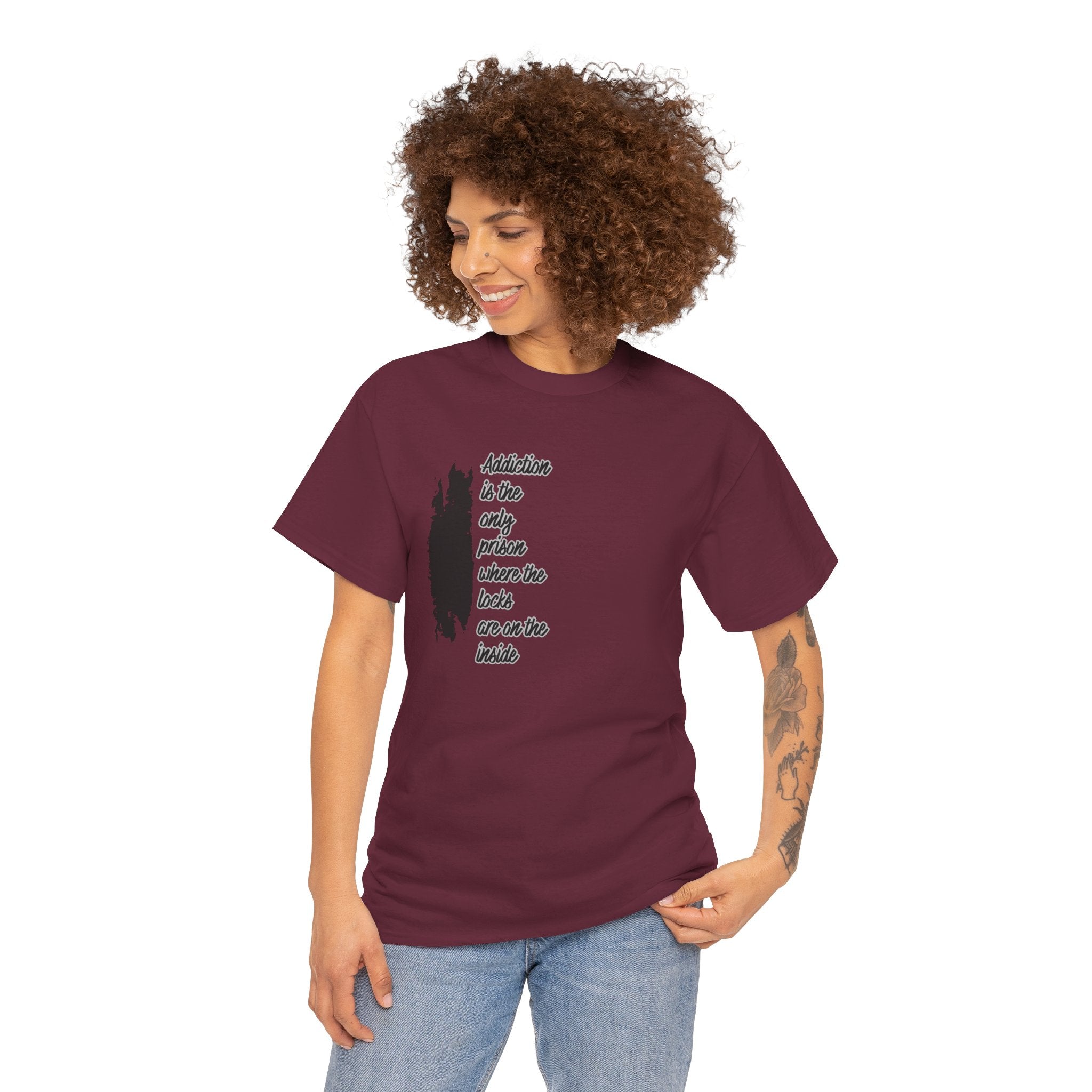Addiction Is The Only Prison T-Shirt — Inspirational Recovery Tee