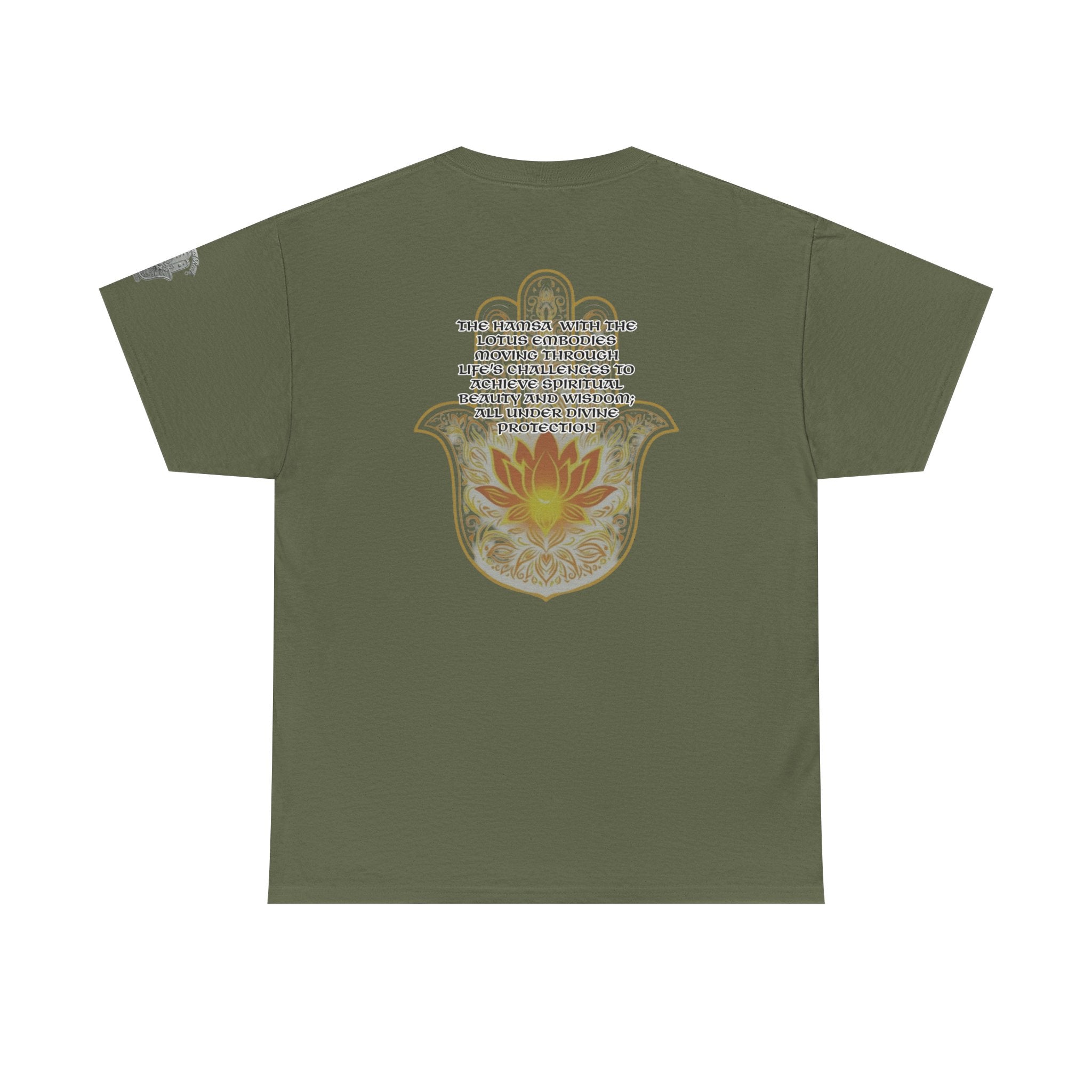 Hamsa Lotus T-Shirt — Spiritual Protection T-Shirt with Lotus and Hamsa Design
